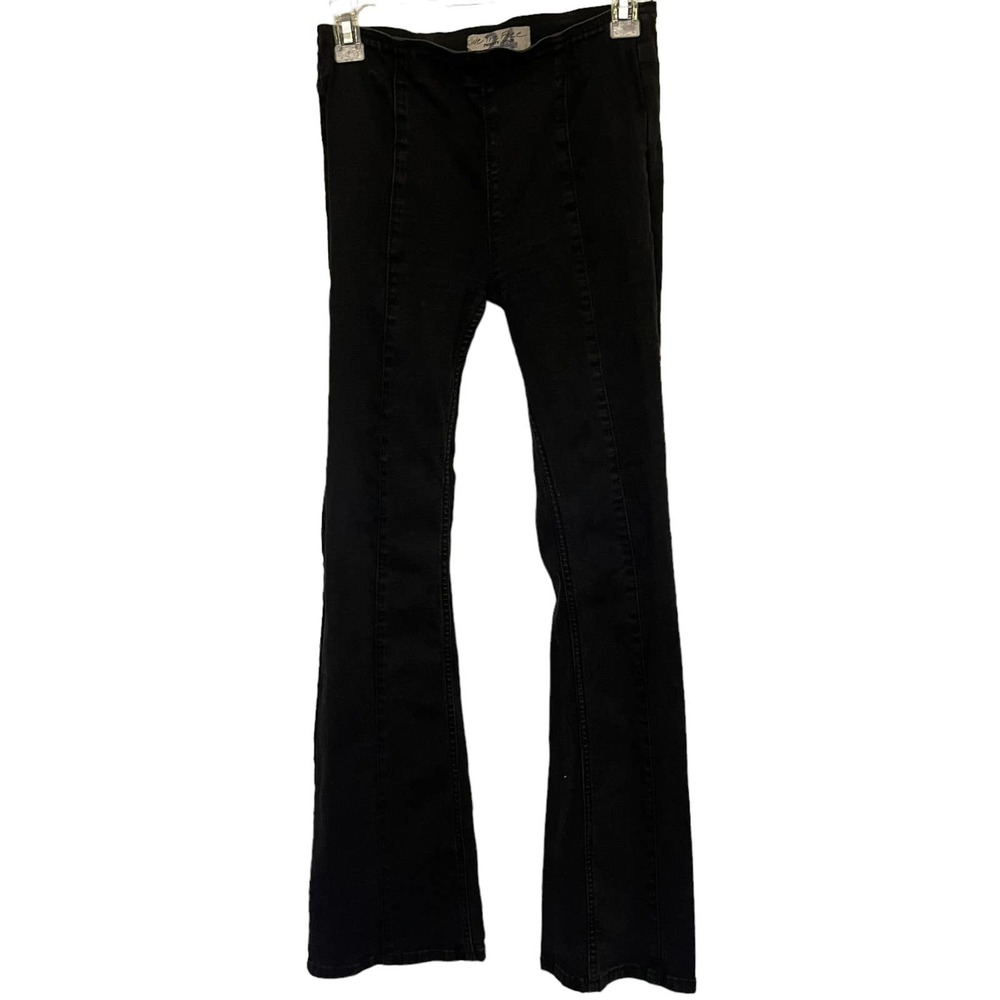 Free People We the Free Flare Pull-On Womens Jeans Size 24 Black Front Seam